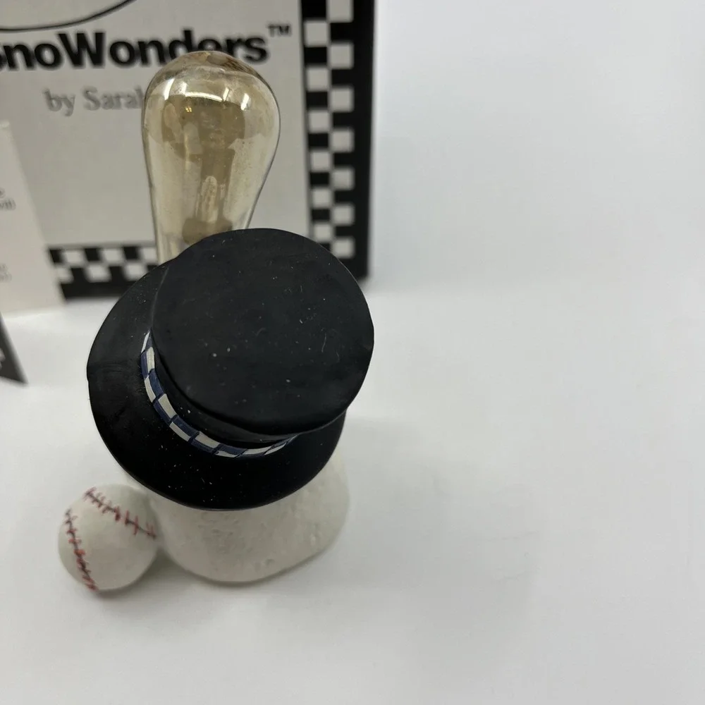 Baseball Top Hat Snowman With Blown Glass Bat Sarah's Attic SnoWonders